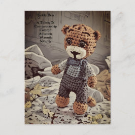 Cartão Postal Vintage Dungarees Teddy Bear Symbolismo Citação