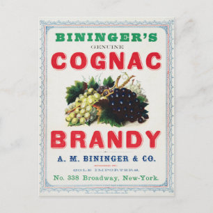 Cartão Postal Vintage e Cognac Brandy de Bininger.