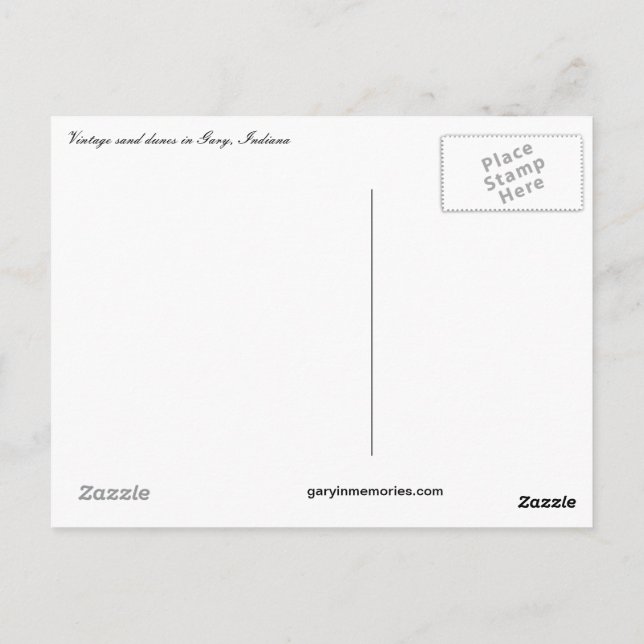 Cartão Postal Vintage e dunas em Gary IN (Verso)