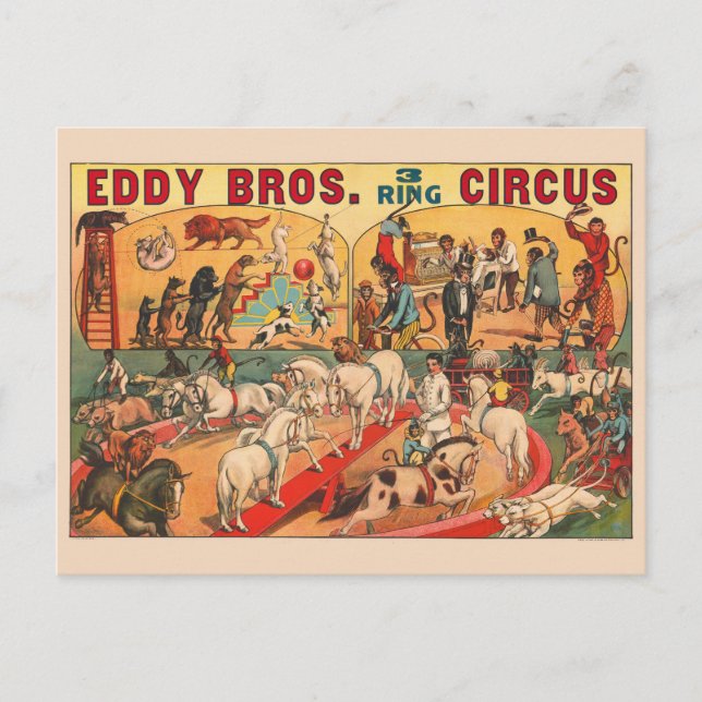 Cartão Postal Vintage Eddy Brothers Circus Poster (Frente)