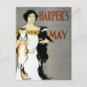 Cartão Postal Vintage Edward Penfield CAT LADY