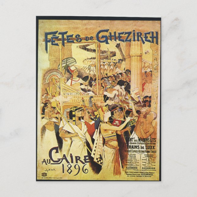 Cartão Postal Vintage Egípcia Themed impressão (Frente)