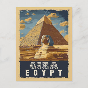 Cartão Postal Vintage Egípcio: Pirâmide Excelente de Giza Viagem