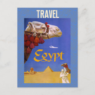 Cartão Postal Vintage Egypt Camel Pyramid Desert Viagem