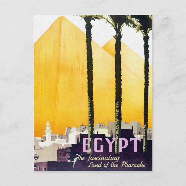 Cartão Postal Vintage Egypt Pyramids Viagem (Frente)