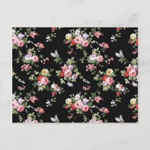 Cartão Postal Vintage Elegant Girly Pink Red Trendy Rosas Floral