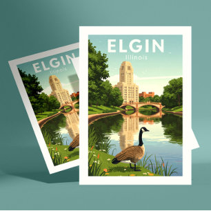 Cartão Postal Vintage Elgin Illinois