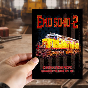 Cartão Postal Vintage EMD SD40-2 Locomotiva diesel Bandeira amer