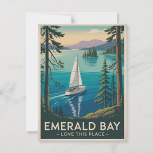 Cartão Postal Vintage Emerald Bay Lake Tahoe Viagem