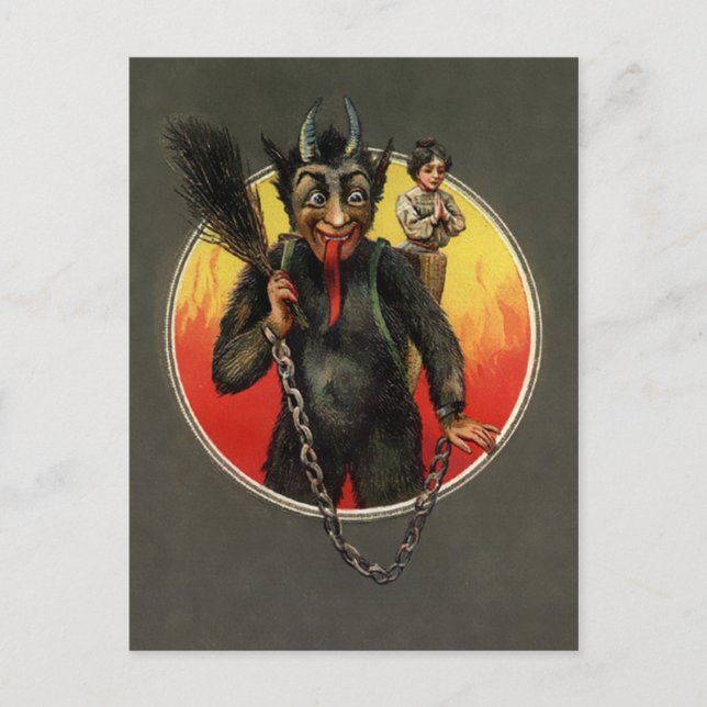 Cartão Postal Vintage Emerging Krampus (Frente)