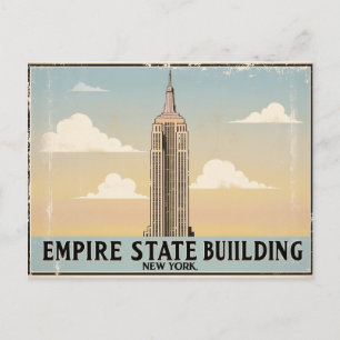 Cartão Postal Vintage Empire State Building, Nova Iorque