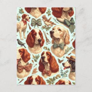 Cartão Postal Vintage English Setter Seamless
