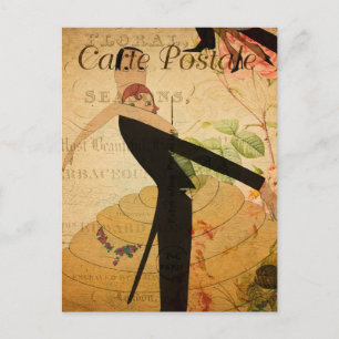 Cartão Postal Vintage Engraçado, homem e mulher dançando casal D