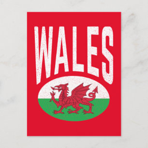 Cartão Postal Vintage Envelhecido Gales Cymraeg Cymru Orgulhosam