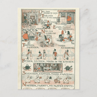Cartão Postal Vintage Ephemera Nursery Rhyme