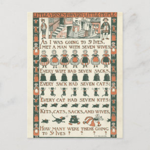 Cartão postal Vintage Ephemera Nursery Rhyme