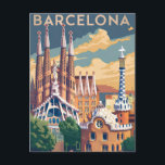 Cartão Postal Vintage Espanha de Barcelona<br><div class="desc">Vintage Espanha de Barcelona</div>