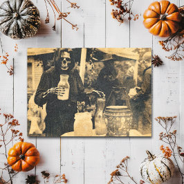 Cartão Postal Vintage Esqueleto Assustador Verão Summerween
