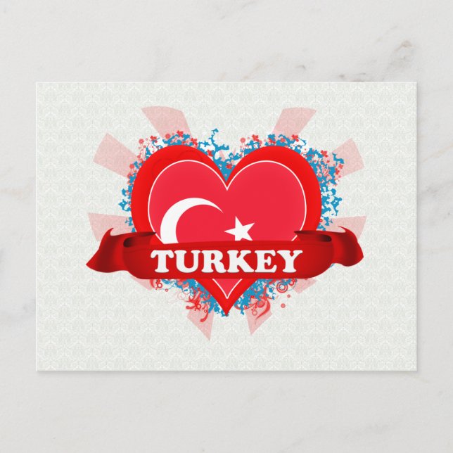 Cartão Postal Vintage eu amo Turquia (Frente)