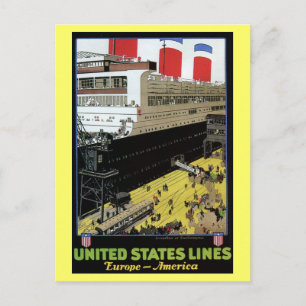 Cartão Postal Vintage EUA Lines Europe America viagem