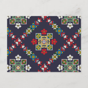 Cartão Postal Vintage European Folk Art Embroiderme