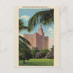 Cartão postal Vintage Everglades Hotel Miami Flori