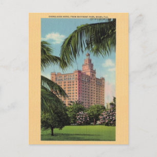 Cartão postal Vintage Everglades Hotel Miami Flori