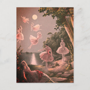Cartão Postal Vintage Faeries Na Noite