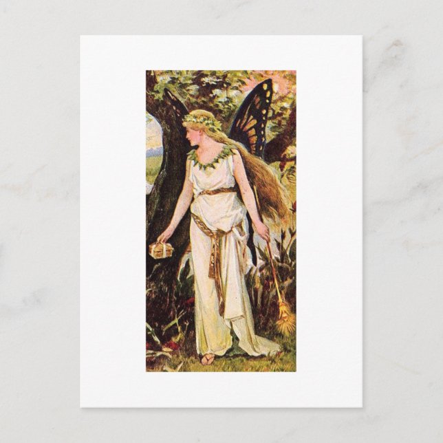 Cartão Postal Vintage Fairy (Frente)