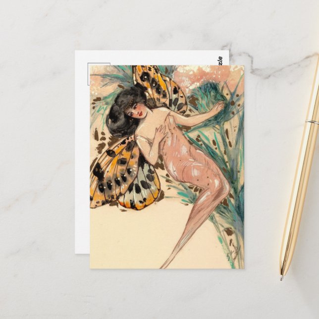 Cartão Postal Vintage Fairy (Frente/Verso In Situ)