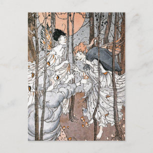 Cartão postal Vintage Fairy Forest