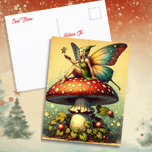 Cartão Postal Vintage Fairy Mantendo contato