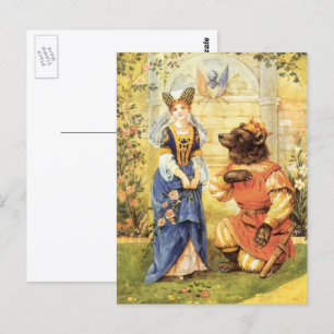 Cartão Postal Vintage Fairy Tale, Beauty e Beast