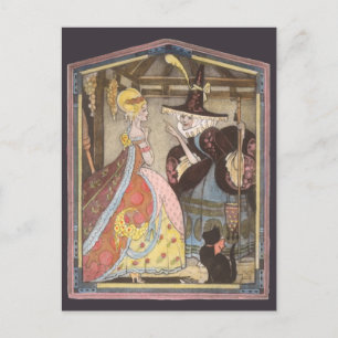Cartão Postal Vintage Fairy Tale, Cinderella e Fairy Godmães
