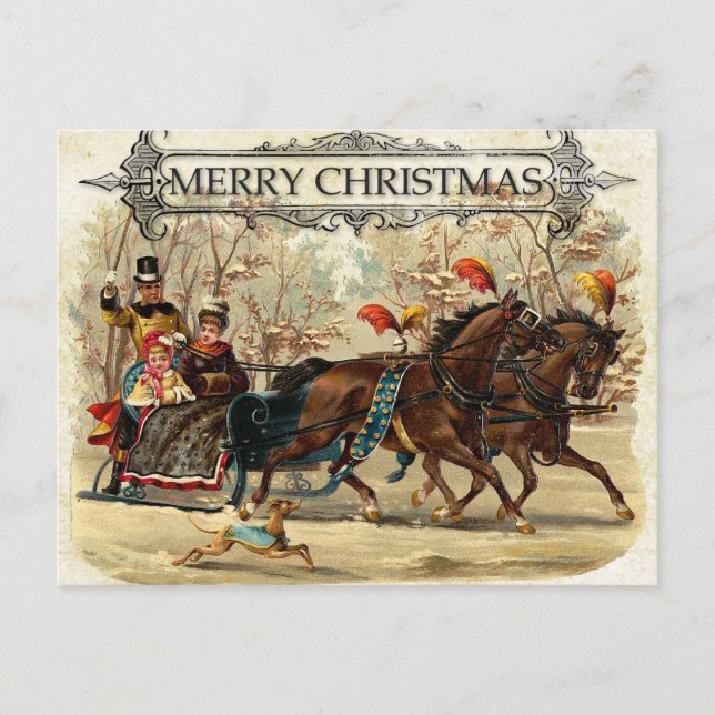 Cartão Postal Vintage Family Christmas (Frente)