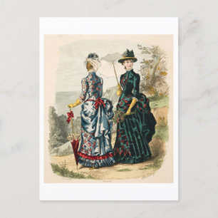 Cartão Postal Vintage Fashion Illustration Vriss 1880s