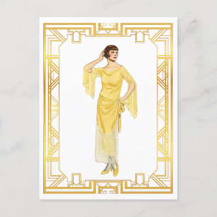 Cartão Postal Vintage Fashion Roaring 20s Flapper Evening