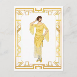 Cartão Postal Vintage Fashion Roaring 20s Flapper Evening