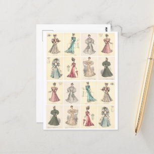 Cartão Postal Vintage Fashion Victorian Women in Rico Vress