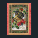 Cartão Postal Vintage Felry Christmas Cachorro<br><div class="desc">Deseje à sua família e amigos um feliz Natal este ano com este cartão postal de Natal com uma ilustração retrógrada de um cachorro fofo e um pouco sagrado!</div>