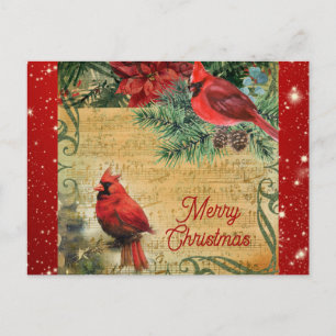 Cartão Postal Vintage Felry Christmas Cardiney Music