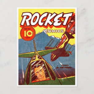 Cartão Postal Vintage Fighter Aircraft Comic