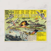 Cartão postal Vintage Fighting Navios