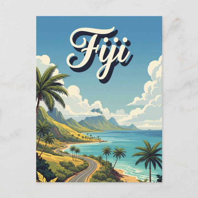Cartão Postal Vintage Fiji Viagem (Frente)