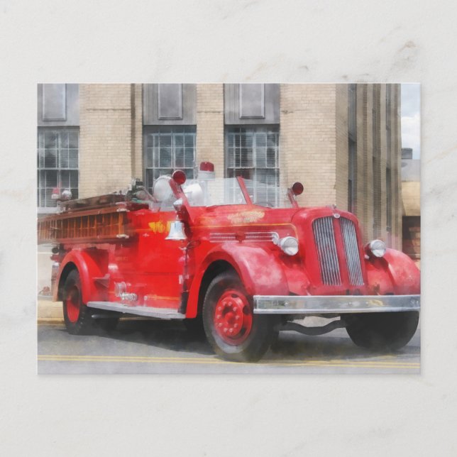 Cartão Postal Vintage Fire Truck (Frente)