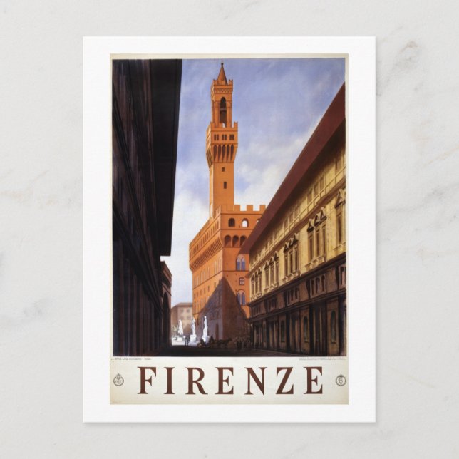 Cartão Postal Vintage Firenze Itália Viagem (Frente)