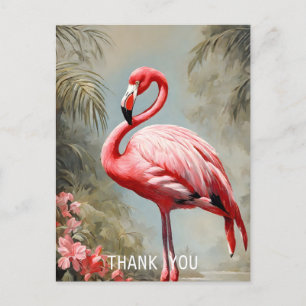 Cartão Postal Vintage Flamingo, Rosa Tropical,