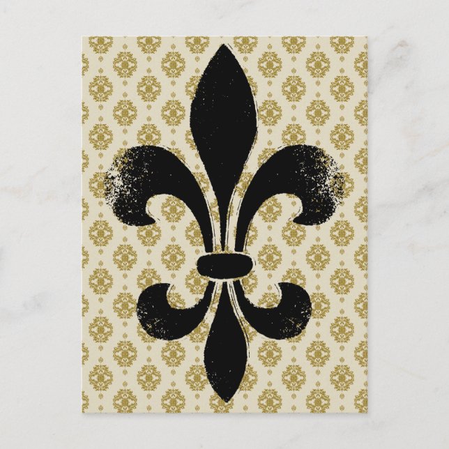 Cartão Postal Vintage Fleur de lis (Frente)