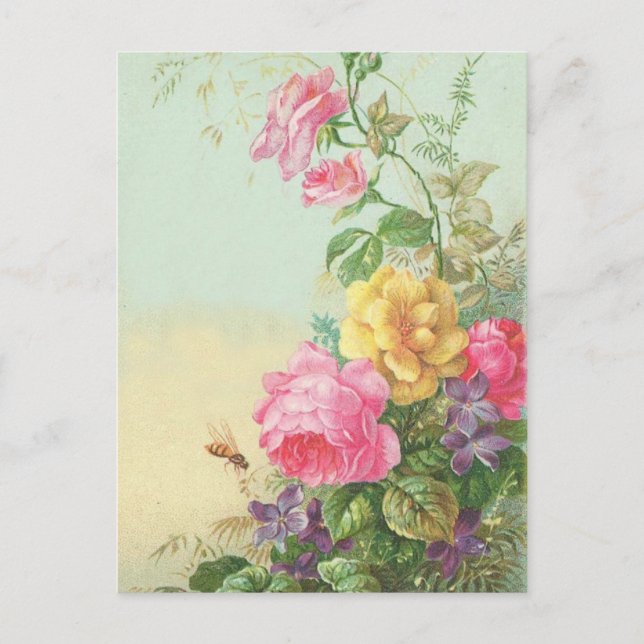 Cartão postal Vintage Floral (Frente)