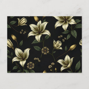 Cartão Postal Vintage Floral com Folhagem Verde